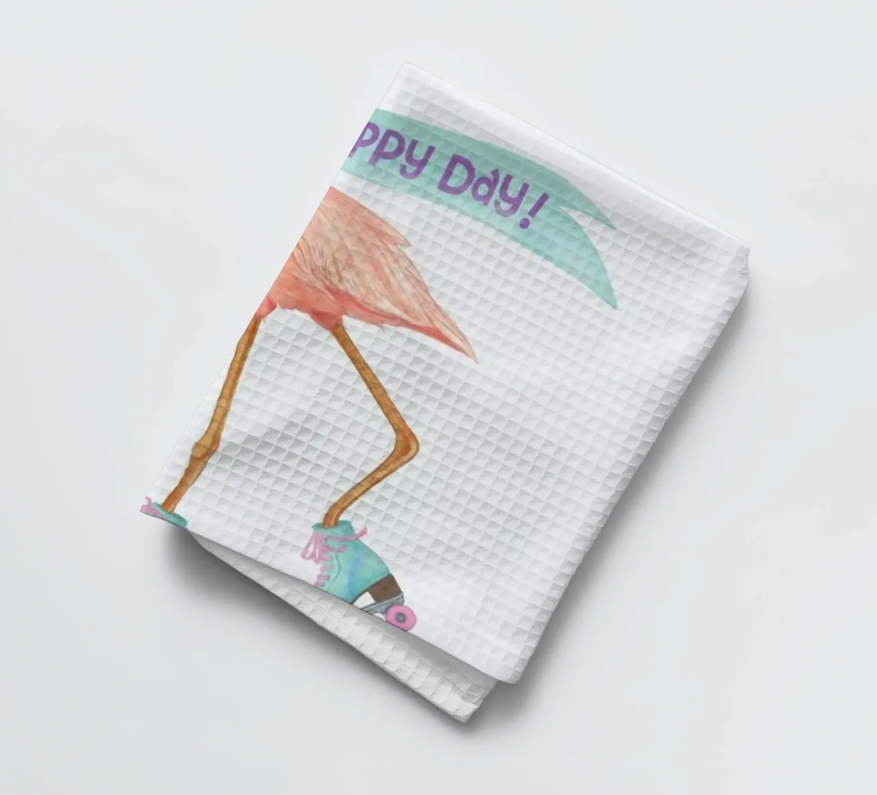 Rollerskating Flamigo canovaccio da cucina da Laura Graves