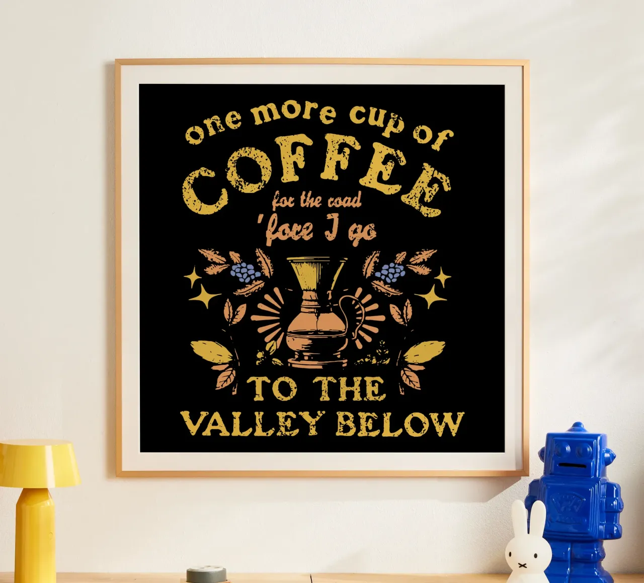 Un'altra tazza di caffè (Bob Dylan) poster con telaio in alluminio da Gunawan Rb