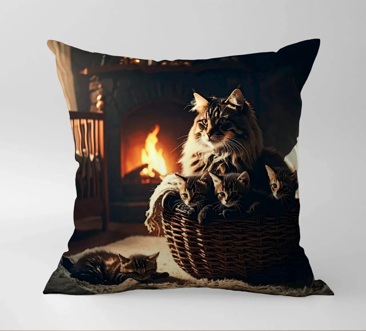 CHATTE ET QUATRE CHATONS. cuscino da Thierry vobmann photography