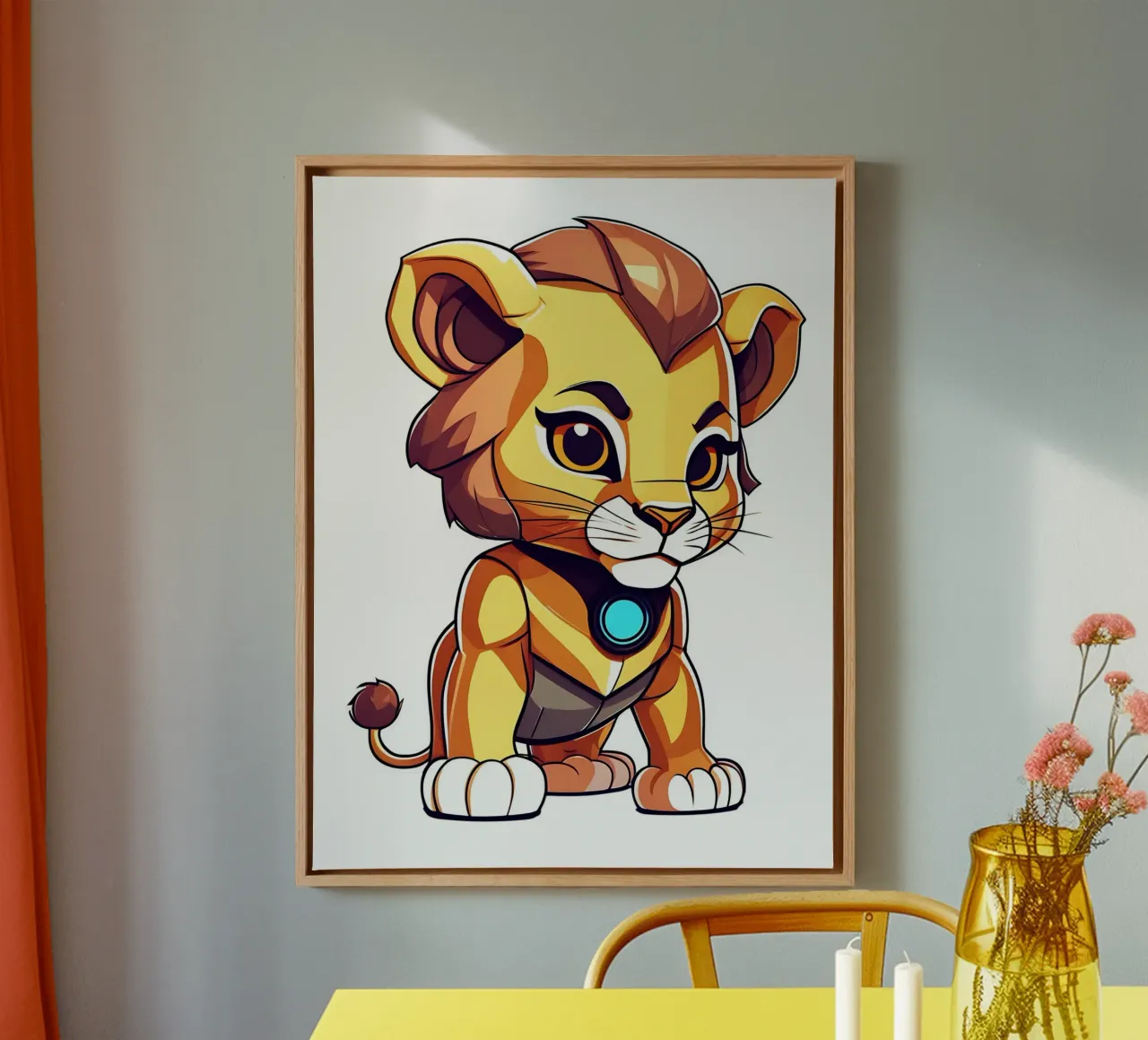 Leone, cucciolo di leone come supereroe_2 tela da Tierisch bunt by LK