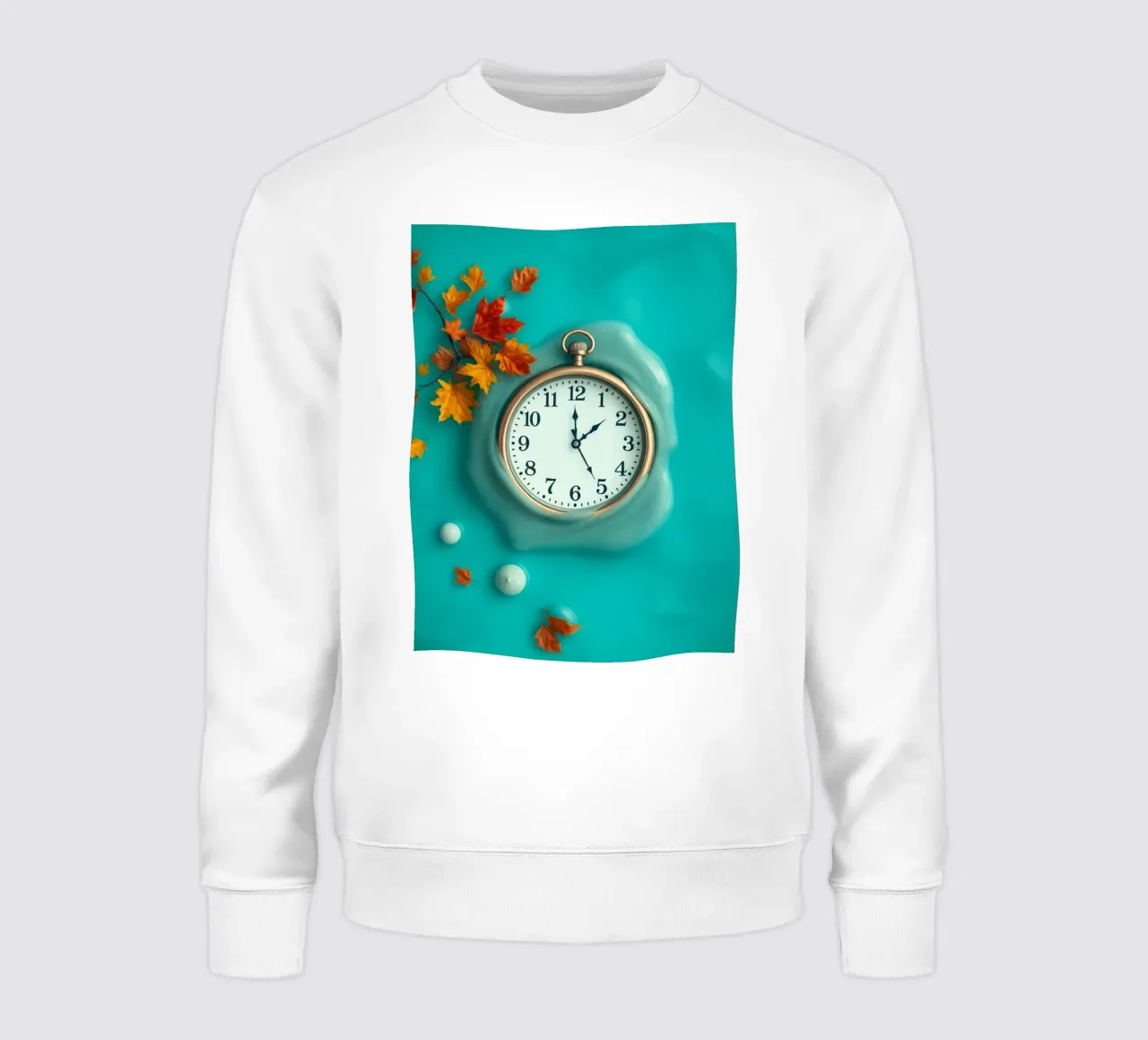 Un orologio che si scioglie in un oceano turchese, un caldo autunno felpa da DesignDoodle