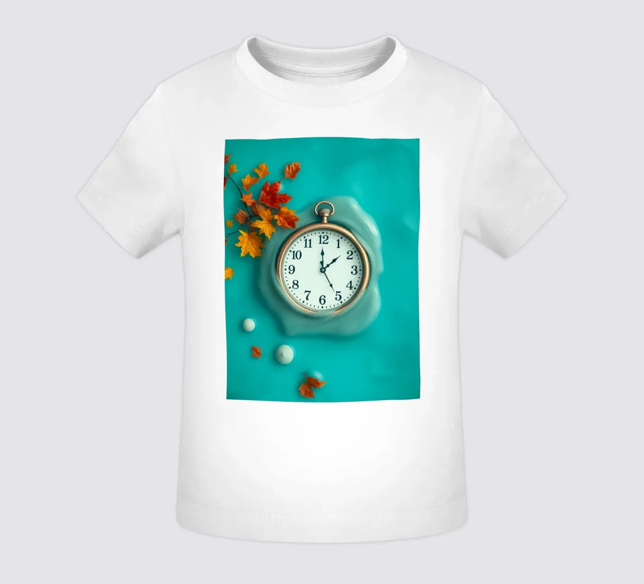Un orologio che si scioglie in un oceano turchese, un caldo autunno maglietta neonato da DesignDoodle