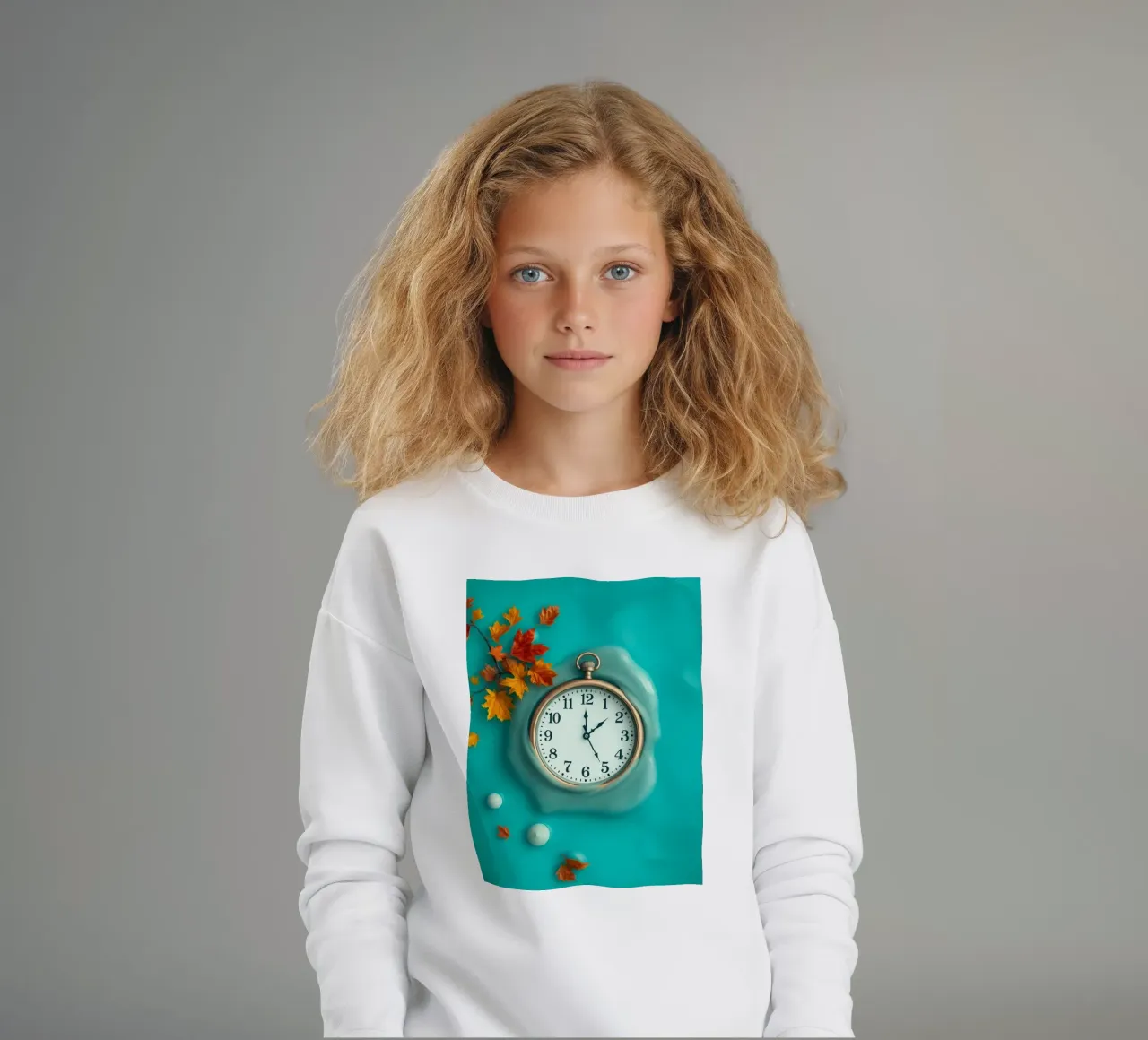 Un orologio che si scioglie in un oceano turchese, un caldo autunno felpa bambino da DesignDoodle
