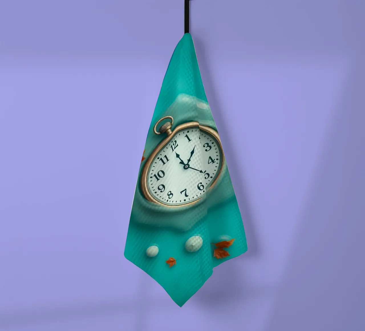 Un orologio che si scioglie in un oceano turchese, un caldo autunno canovaccio da cucina da DesignDoodle
