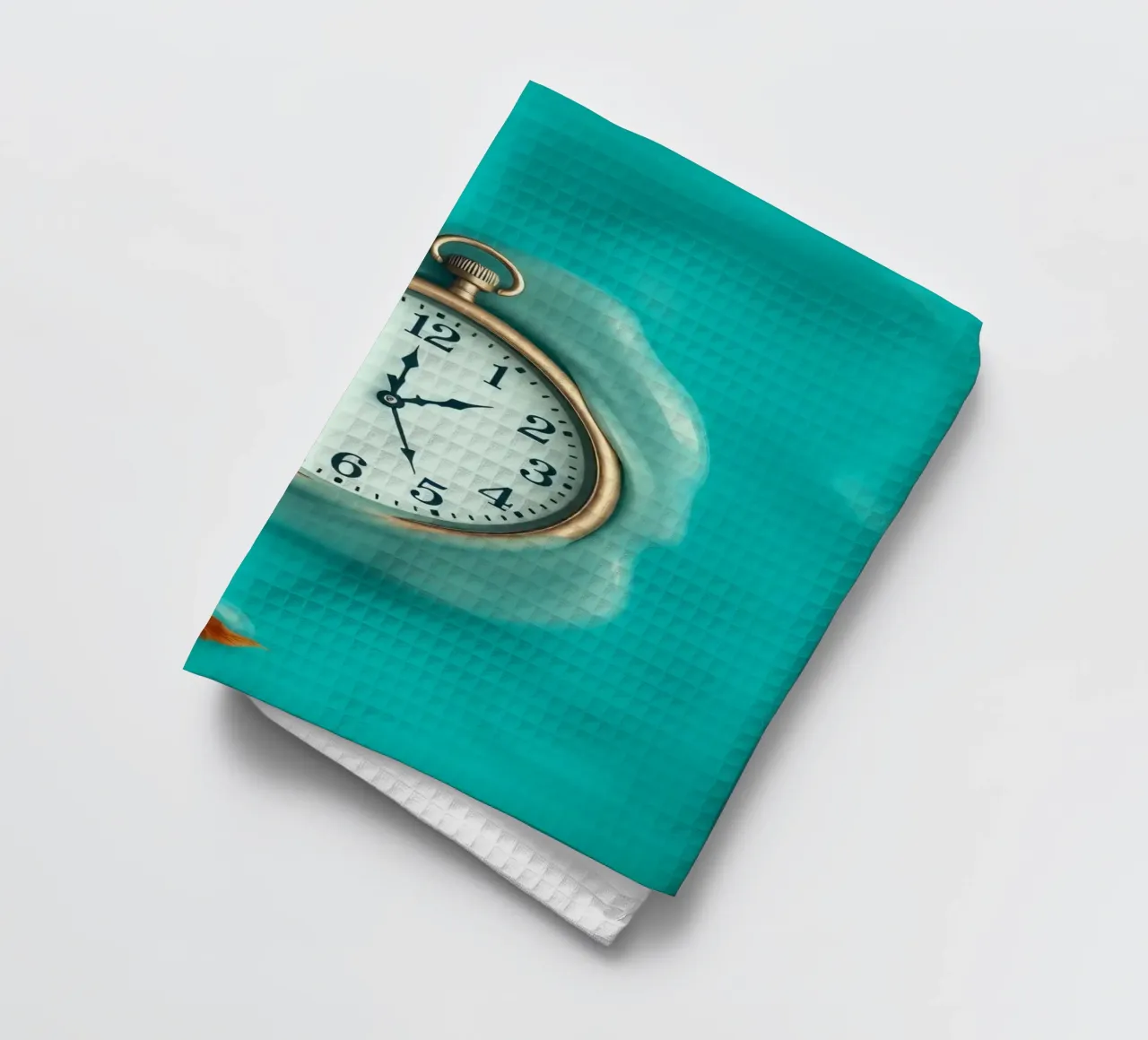 Un orologio che si scioglie in un oceano turchese, un caldo autunno canovaccio da cucina da DesignDoodle