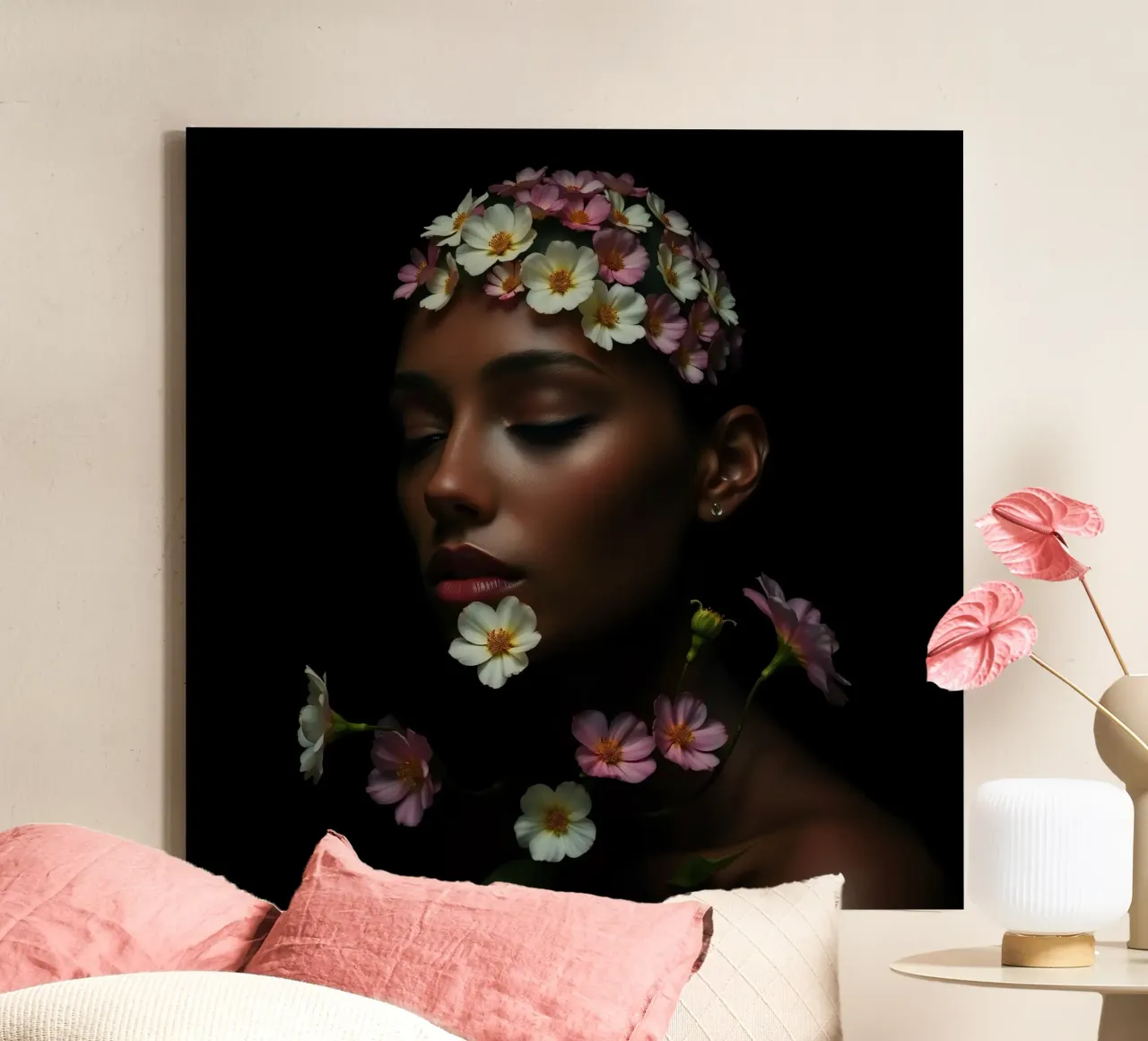 A graceful and elegant person with refined features planting canvas with Floater frame by DesignDoodle
