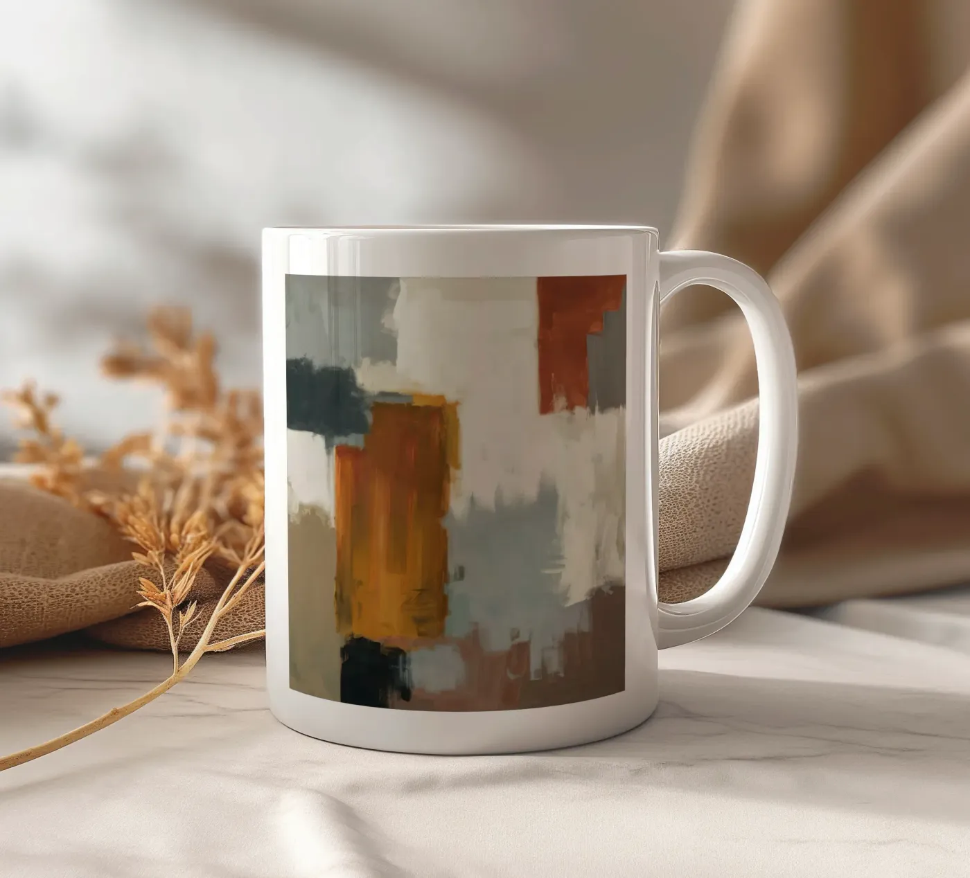 Muted Structure Grid ceramic mug by Monarch Arc