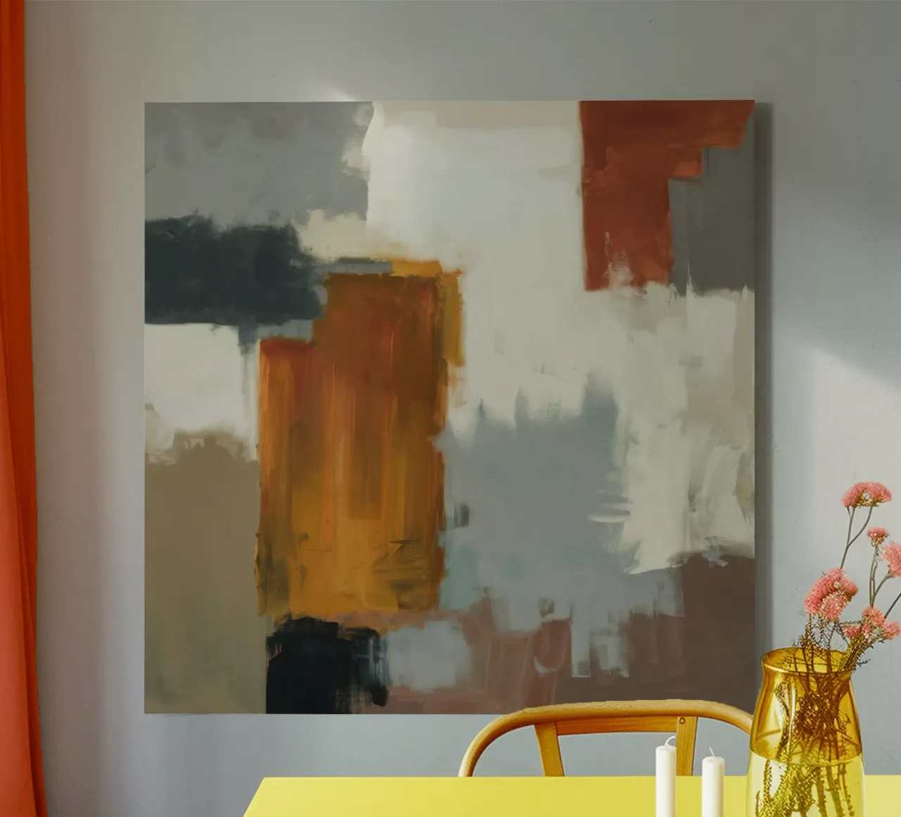 Muted Structure Grid canvas with Floater frame by Monarch Arc