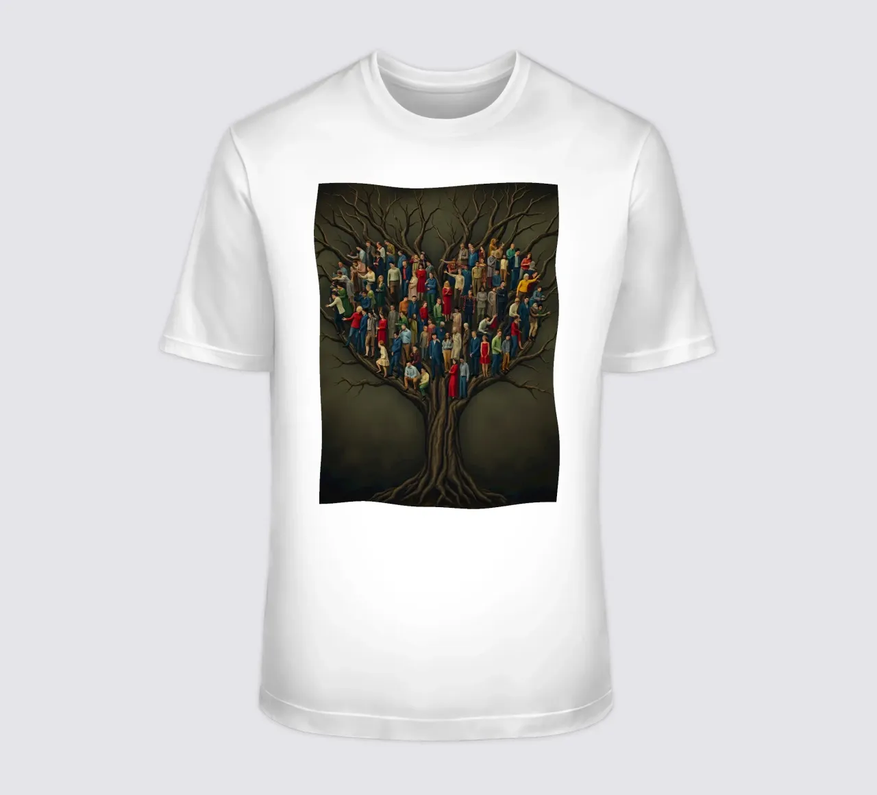 I membri della comunità si riuniscono in cima a un albero che rappresenta le connessioni t-shirt da DesignDoodle