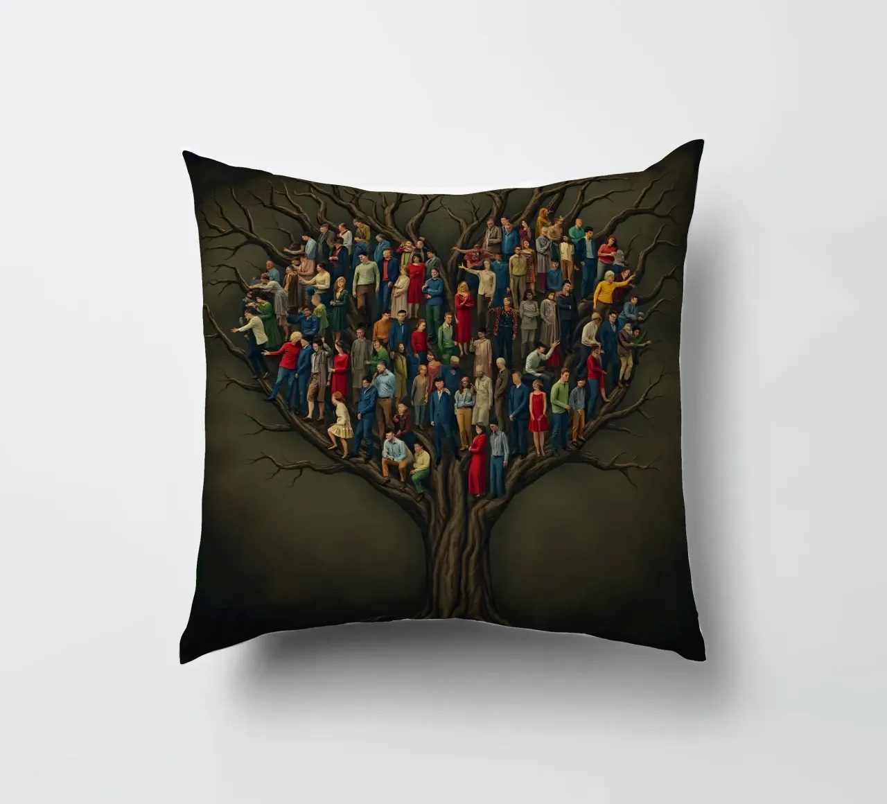 I membri della comunità si riuniscono in cima a un albero che rappresenta le connessioni cuscino da DesignDoodle