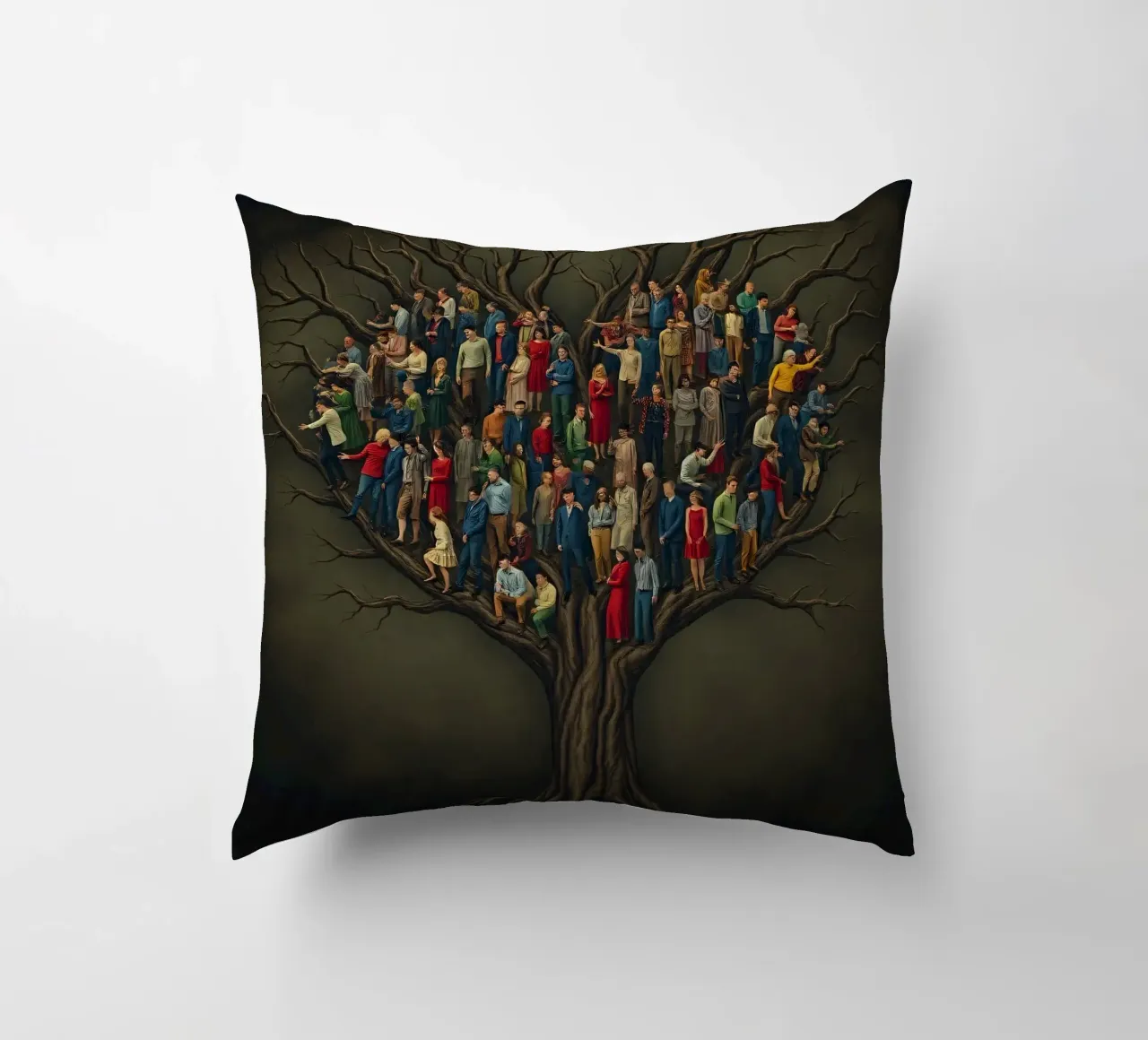 I membri della comunità si riuniscono in cima a un albero che rappresenta le connessioni cuscino da DesignDoodle