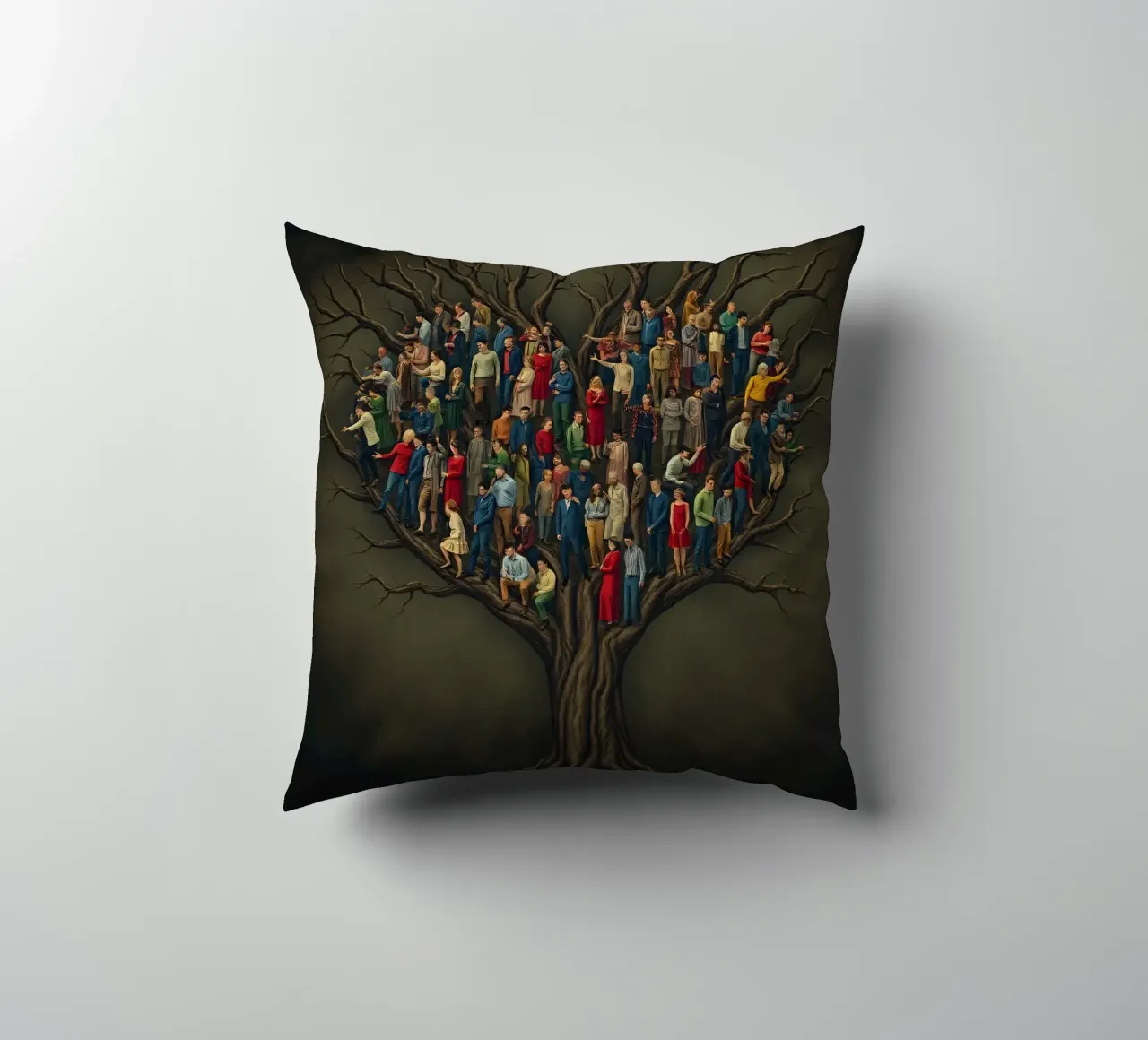 I membri della comunità si riuniscono in cima a un albero che rappresenta le connessioni cuscino da DesignDoodle