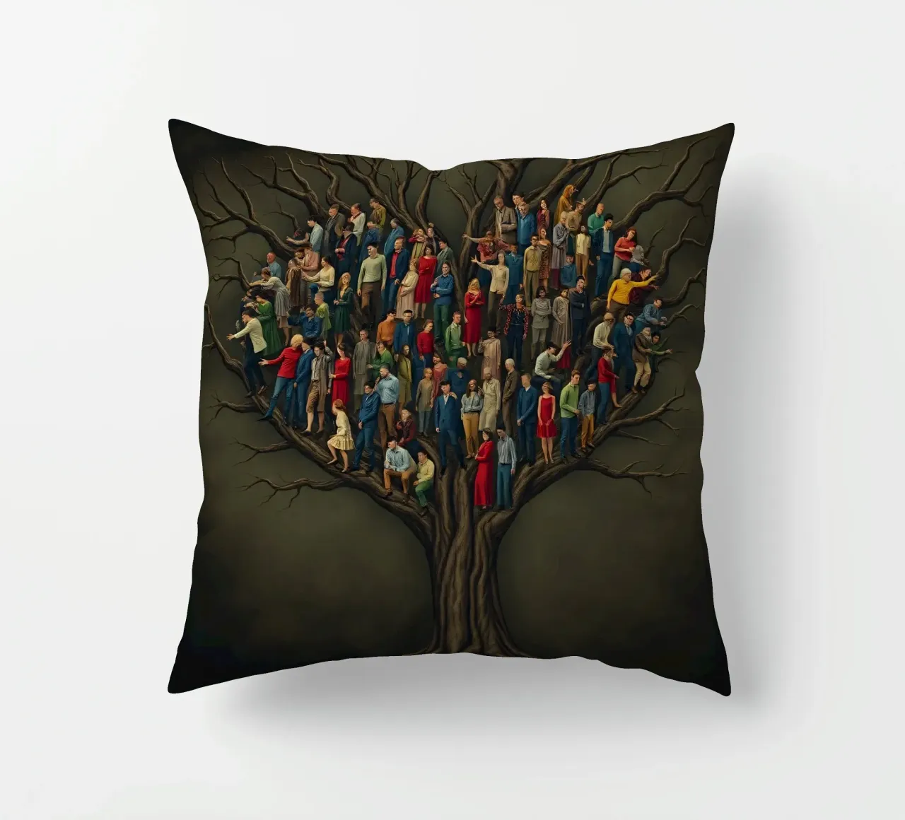I membri della comunità si riuniscono in cima a un albero che rappresenta le connessioni cuscino da DesignDoodle