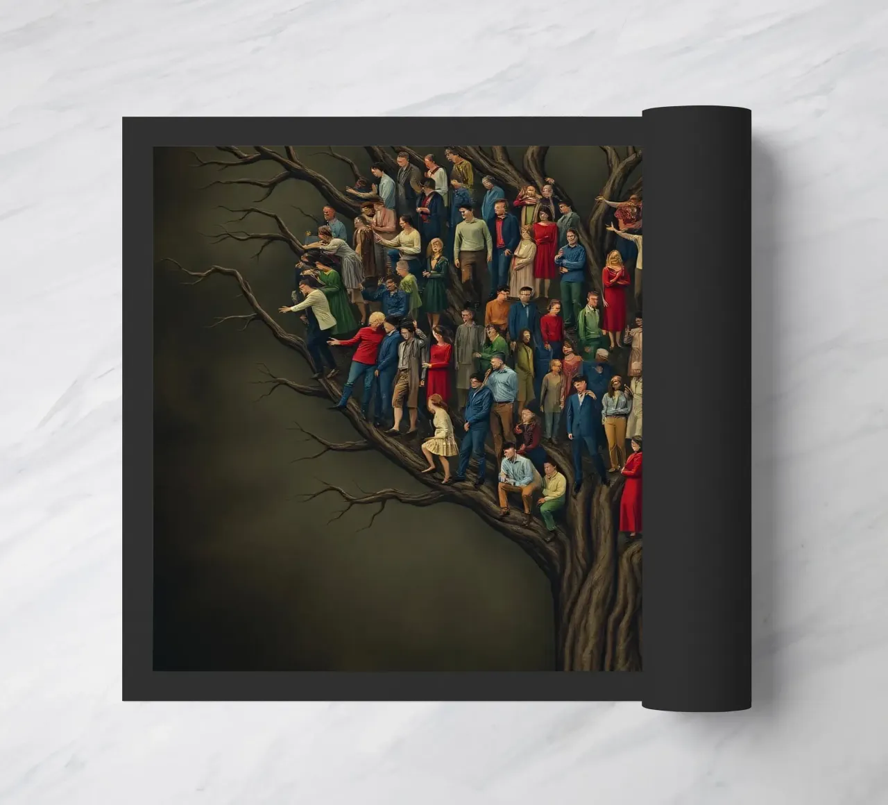 I membri della comunità si riuniscono in cima a un albero che rappresenta le connessioni zerbino da DesignDoodle