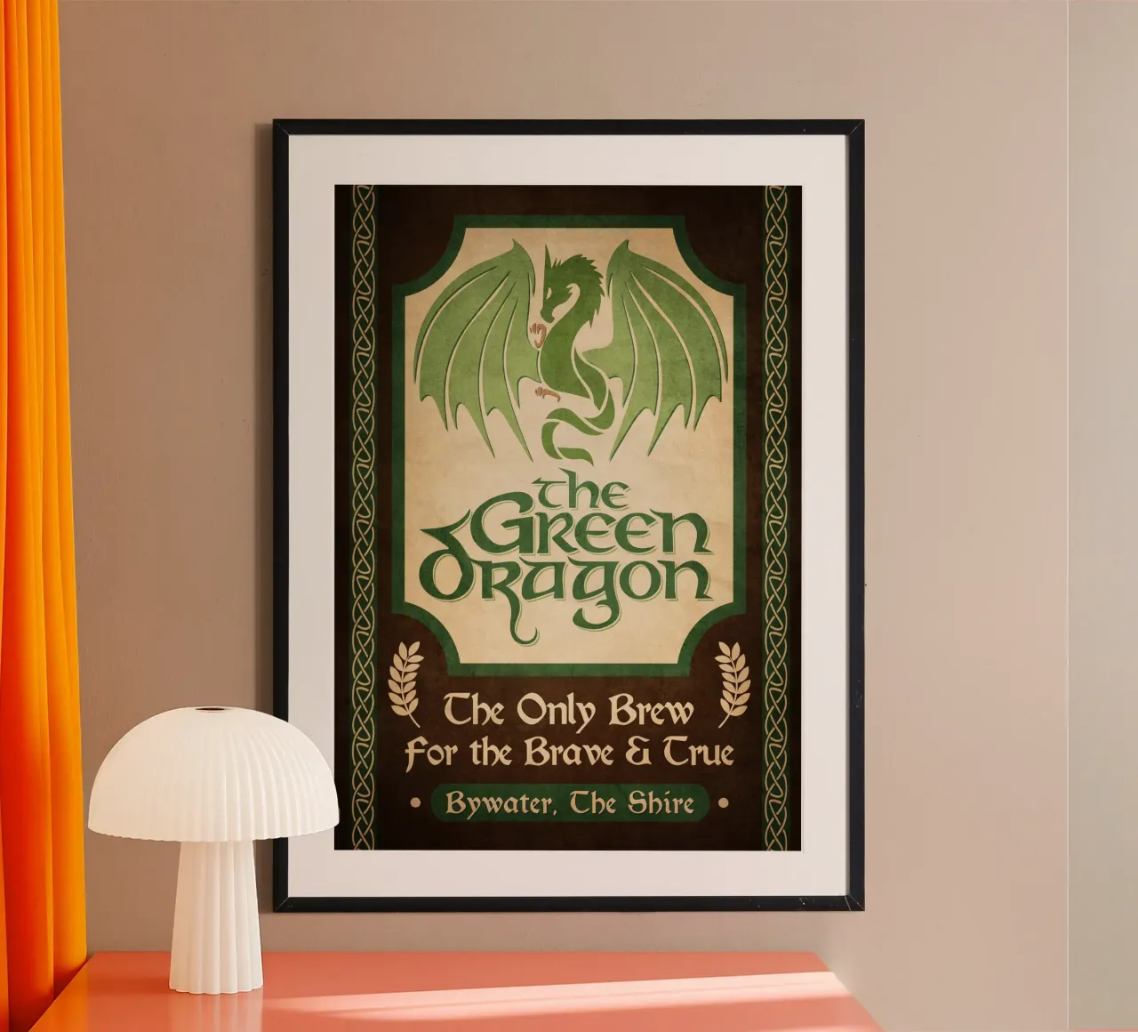 De Groene Draak Bar poster met aluminium frame van Junkie Movie