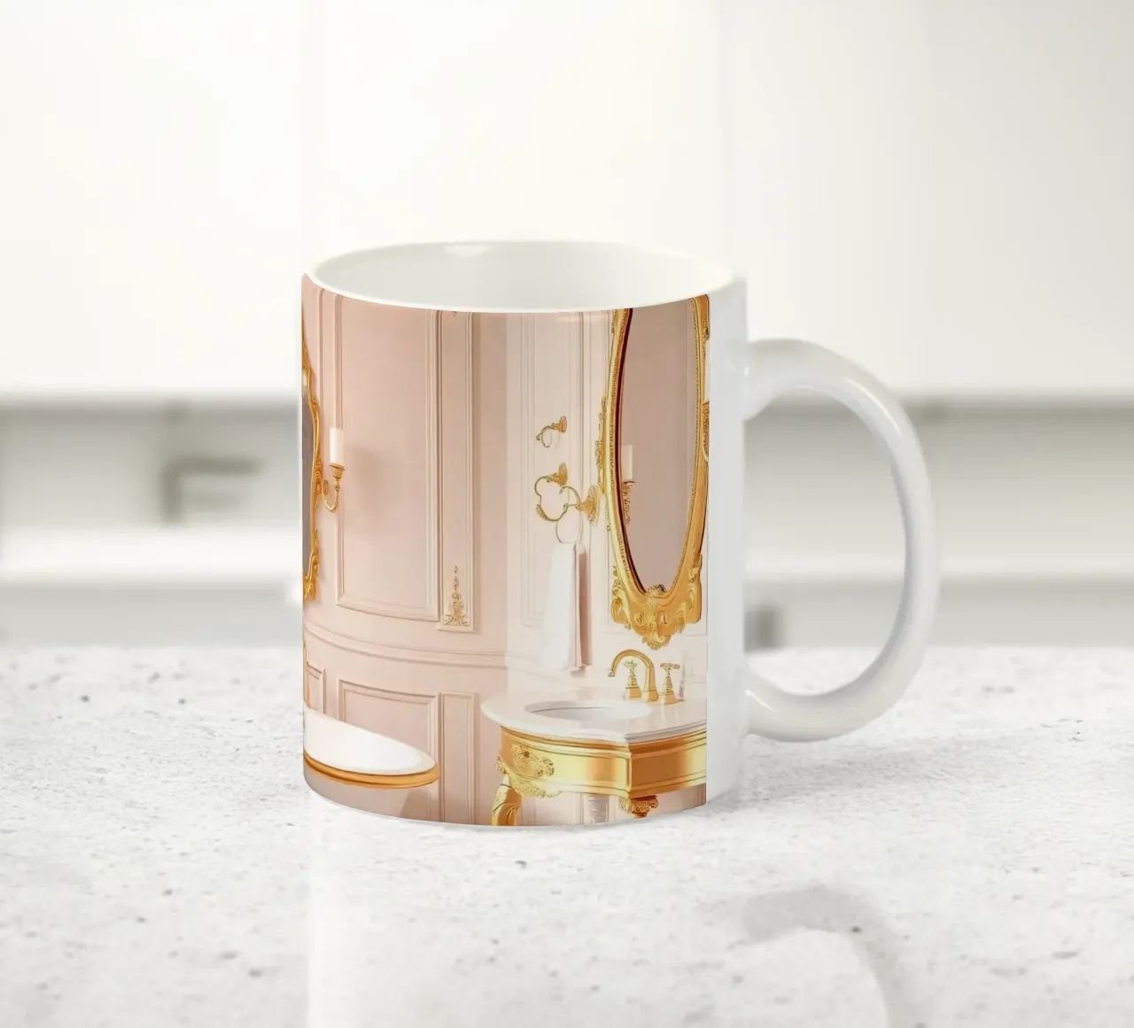 Bagno di lusso con tubo classico freestanding e oro tazza in ceramica da DesignDoodle