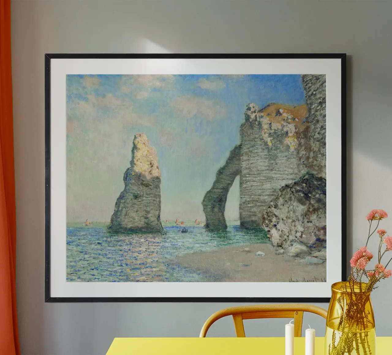 Le scogliere di Étretat di Claude Monet (1885) poster con telaio in alluminio da Classic Art Prints