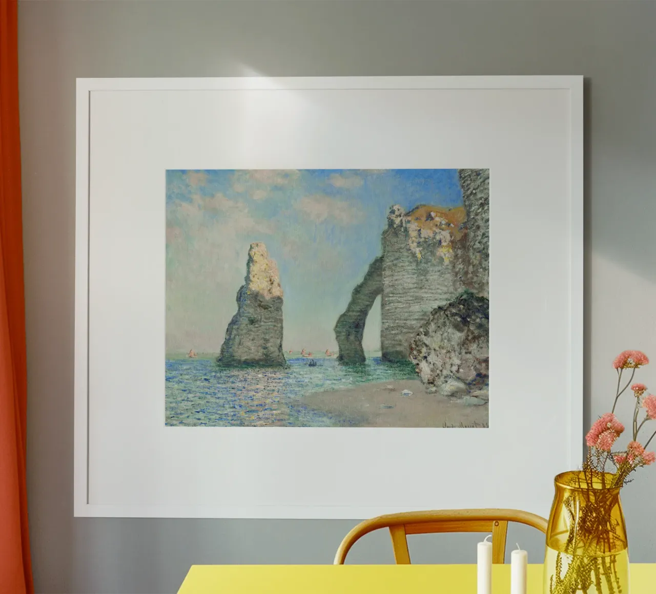 Le scogliere di Étretat di Claude Monet (1885) poster con telaio in alluminio da Classic Art Prints