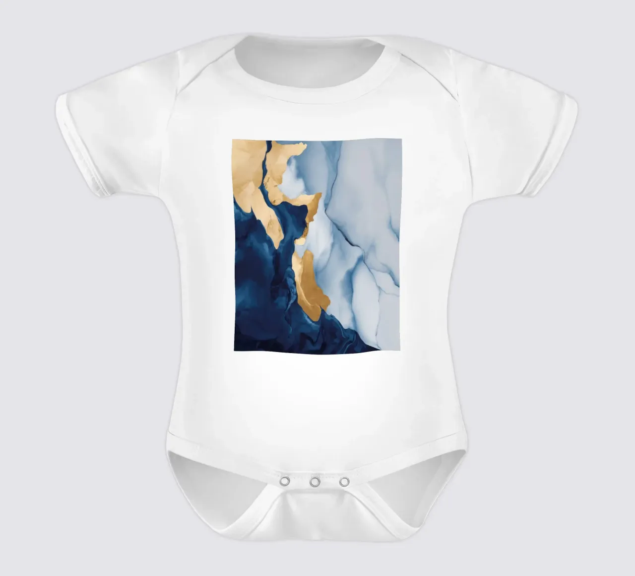 Golden Abyss Bloom short-sleeve baby romper by Monarch Arc