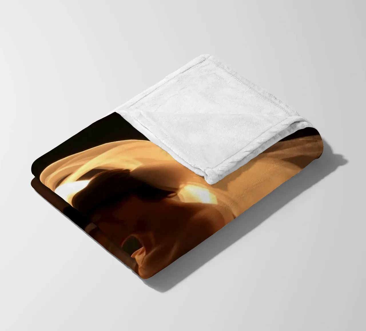Couple shares a romantic moment with glowing veil fleece blanket by DesignDoodle