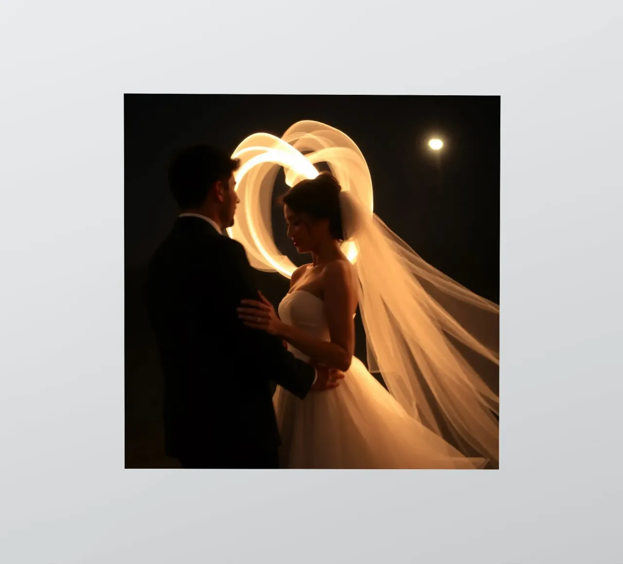 Couple shares a romantic moment with glowing veil sticker by DesignDoodle