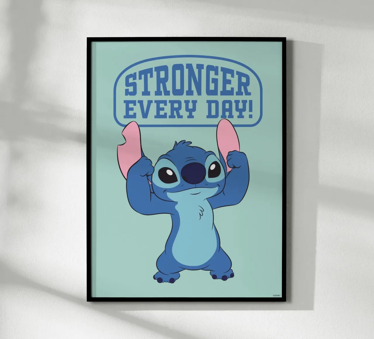 Stitch - Stronger every day! Poster mit Aluminium Rahmen von Stitch