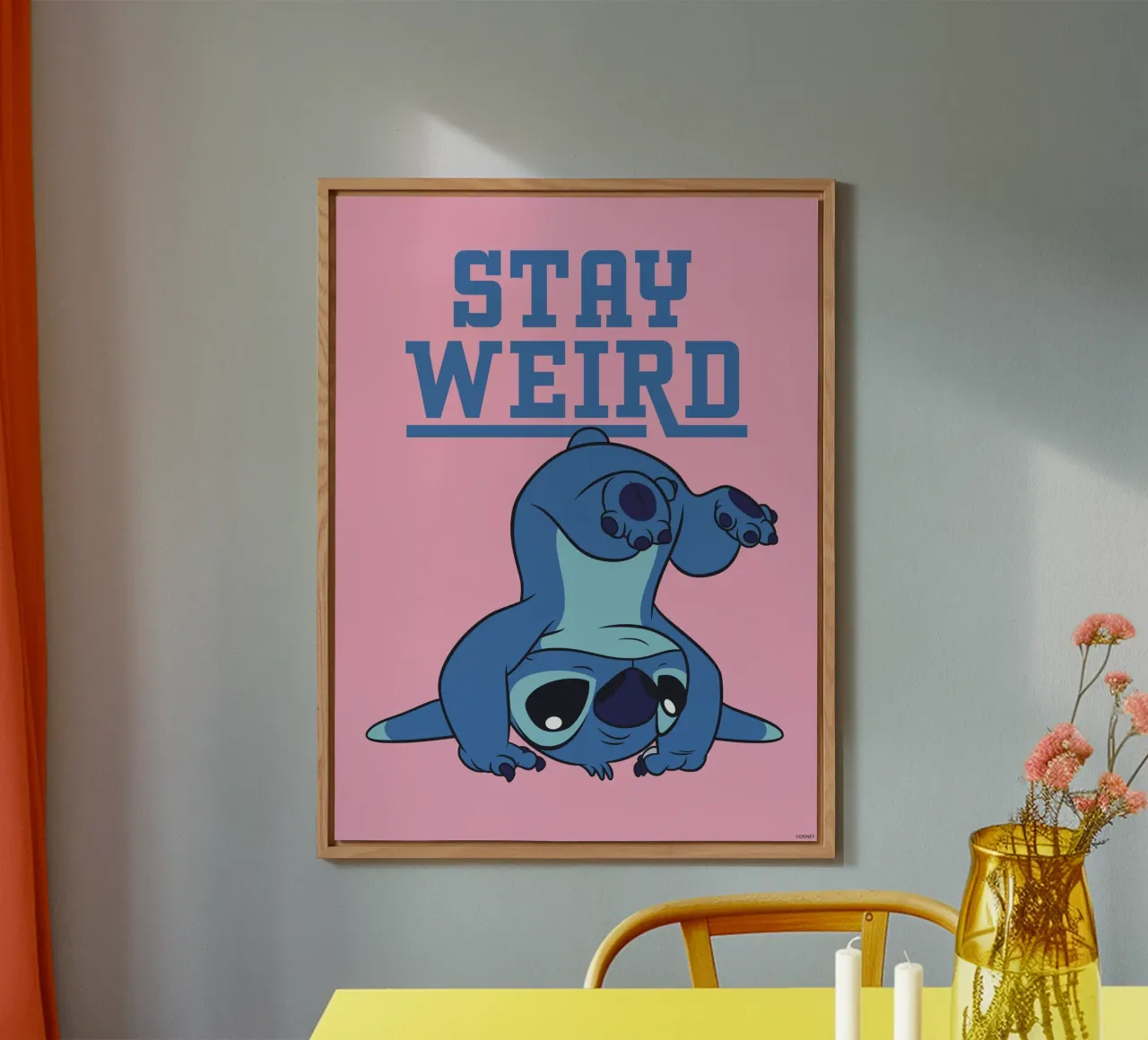 Stitch - Stay weird pink Alu-Dibond von Stitch