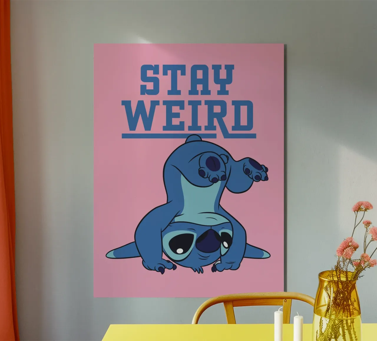 Stitch - Stay weird pink Alu-Dibond von Stitch