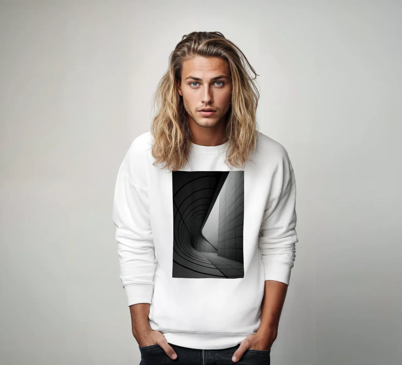 Curvas hipnóticas en Tokio - Oda a la arquitectura futurista sudadera de Black & White