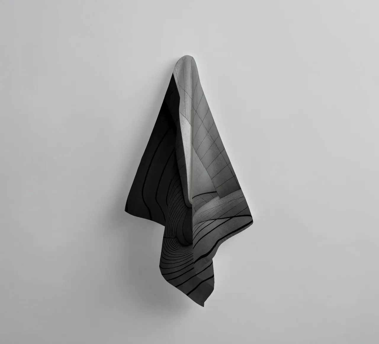 Hypnotic curves in Tokyo - Ode to futuristic architecture towel by Black & White
