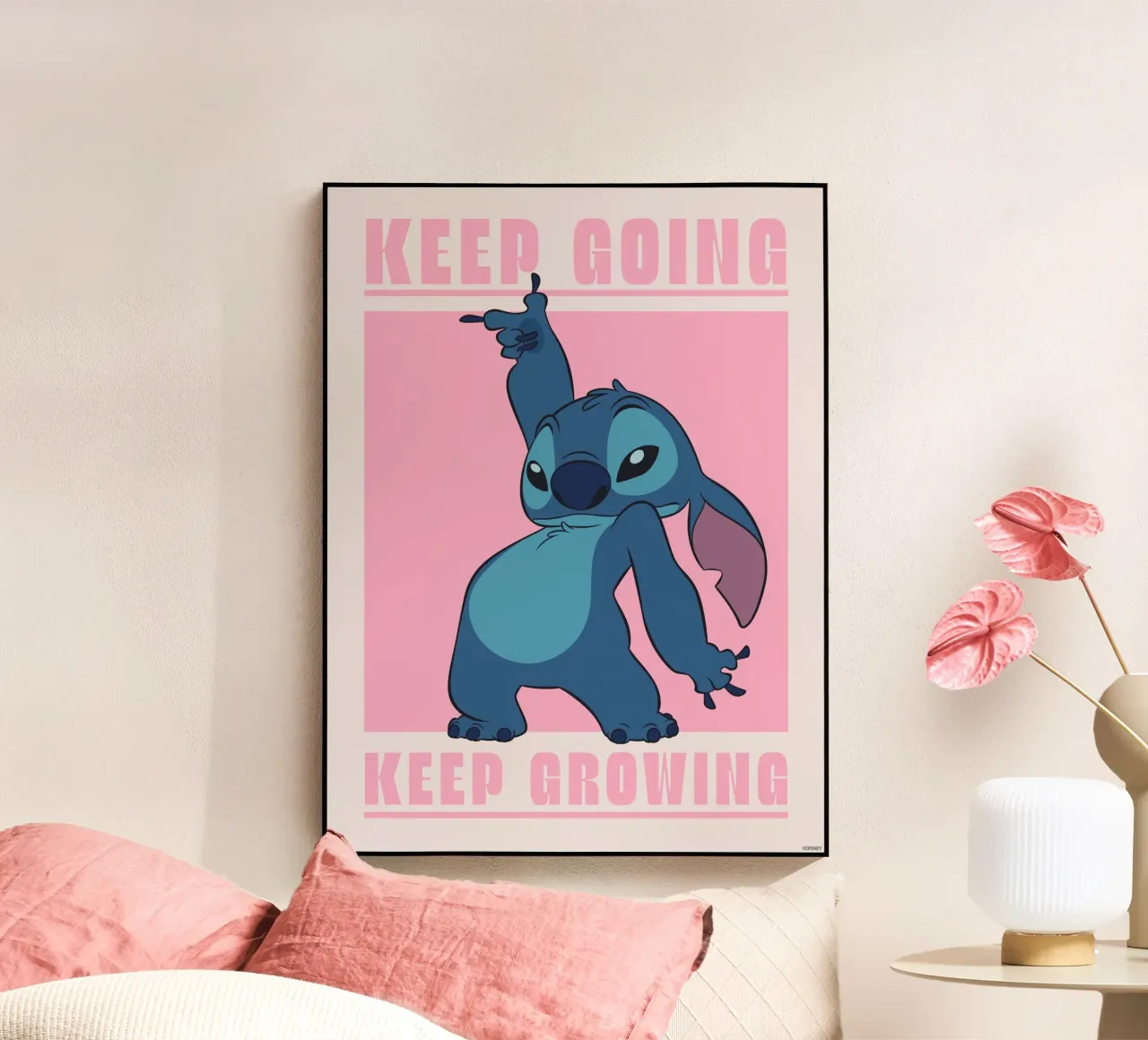 Stitch - keep going pink acrylic glass by Stitch