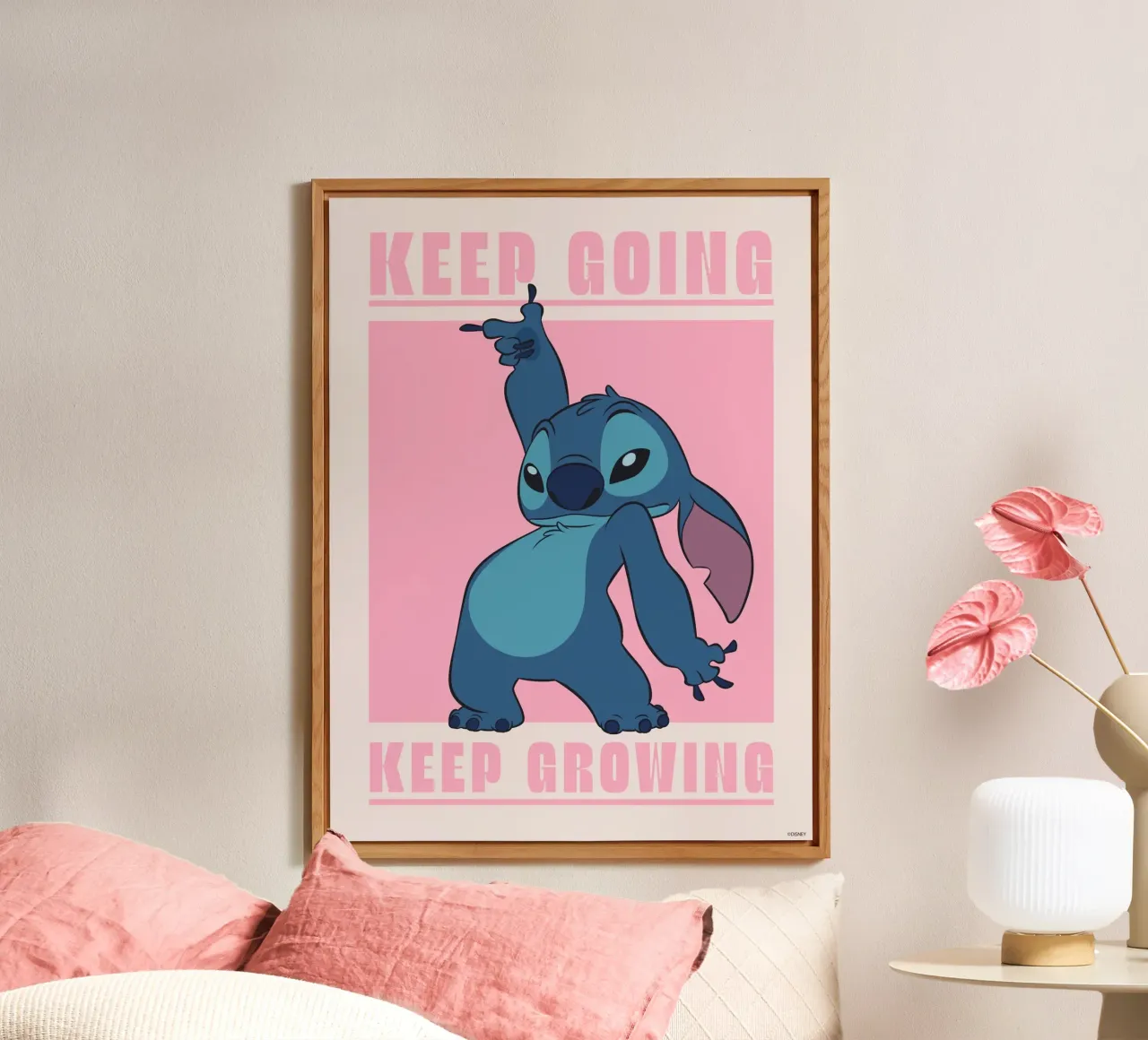 Stitch - keep going pink Alu-Dibond von Stitch