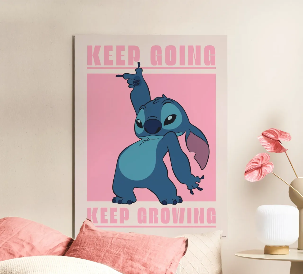 Stitch - keep going pink Alu-Dibond von Stitch