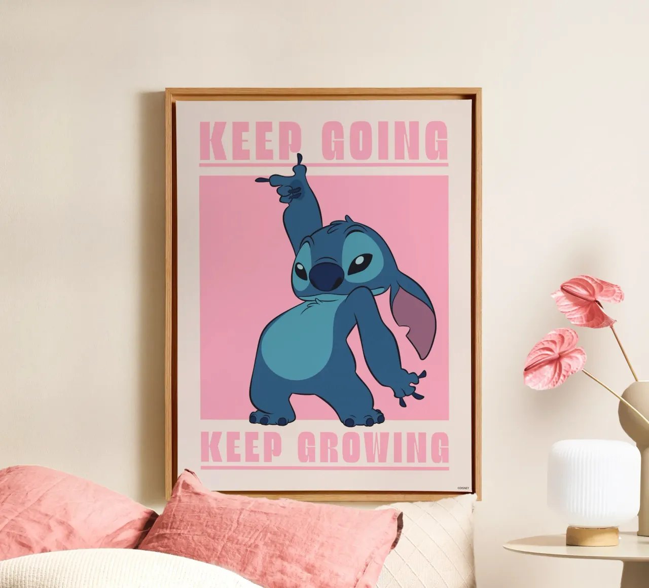 Stitch - keep going pink canvas by Stitch