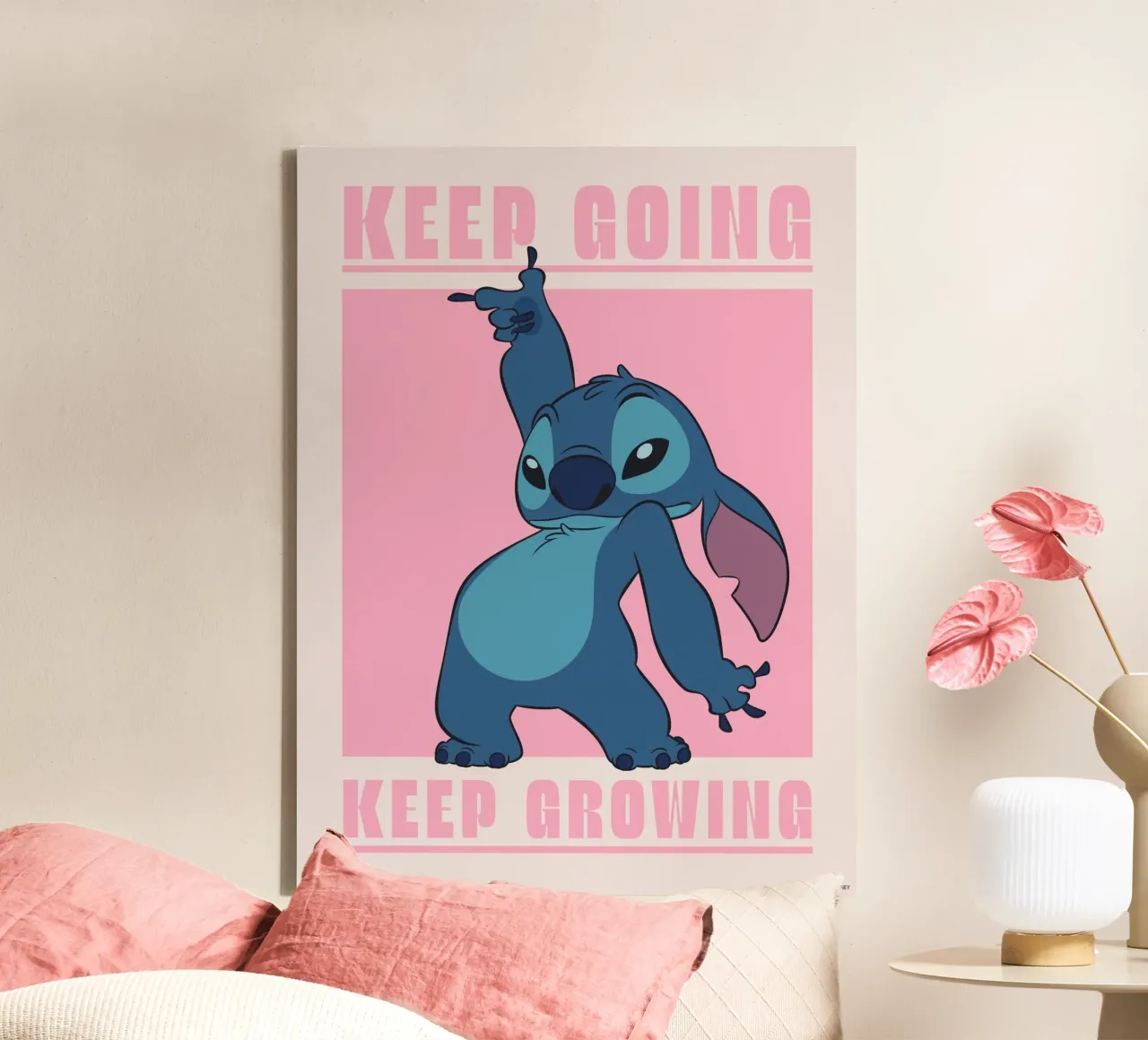 Stitch - keep going pink canvas by Stitch