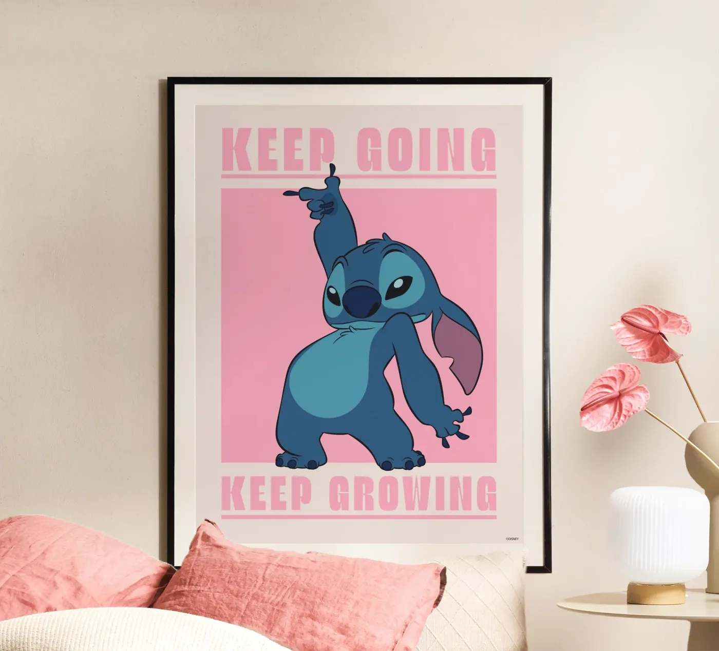 Stitch - keep going pink poster da Stitch