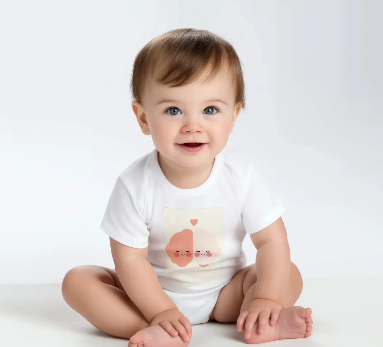 Two cheerful brain characters sharing a joyful moment short-sleeve baby romper by DesignDoodle
