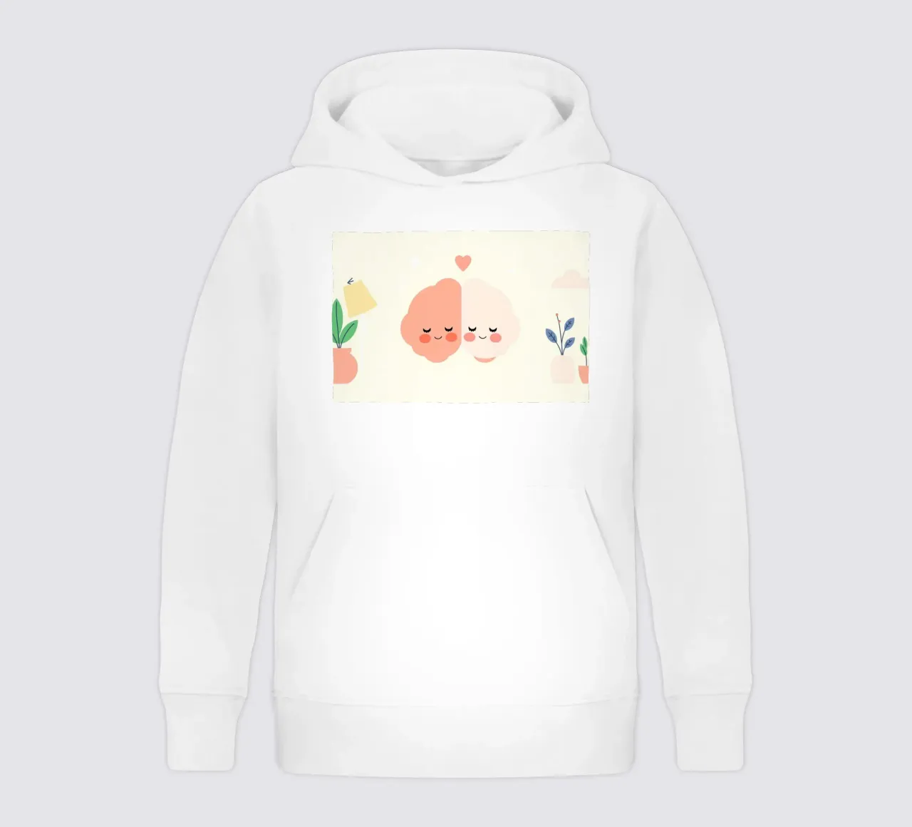 Two cheerful brain characters sharing a joyful moment kids hoodie by DesignDoodle