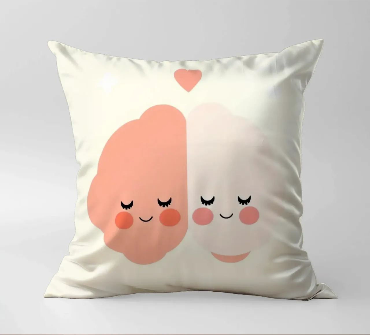 Two cheerful brain characters sharing a joyful moment decorative cushion by DesignDoodle