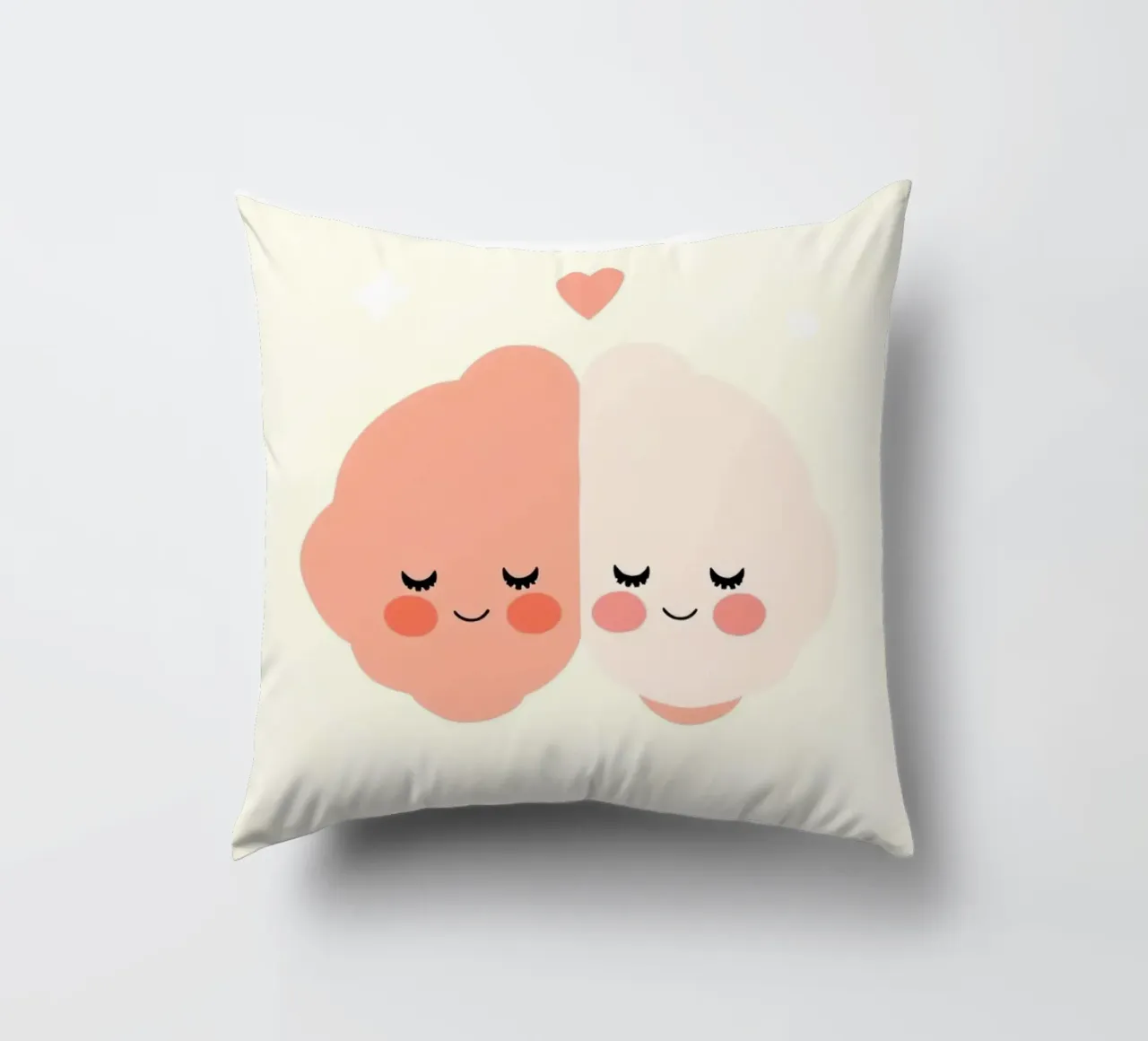 Two cheerful brain characters sharing a joyful moment decorative cushion by DesignDoodle