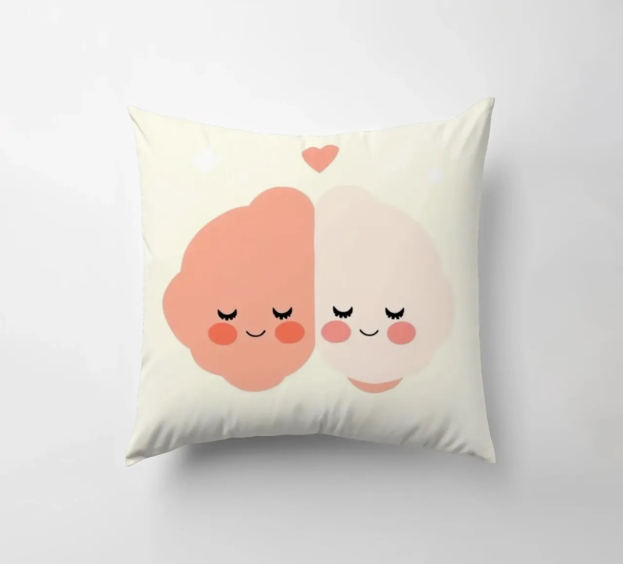 Two cheerful brain characters sharing a joyful moment decorative cushion by DesignDoodle
