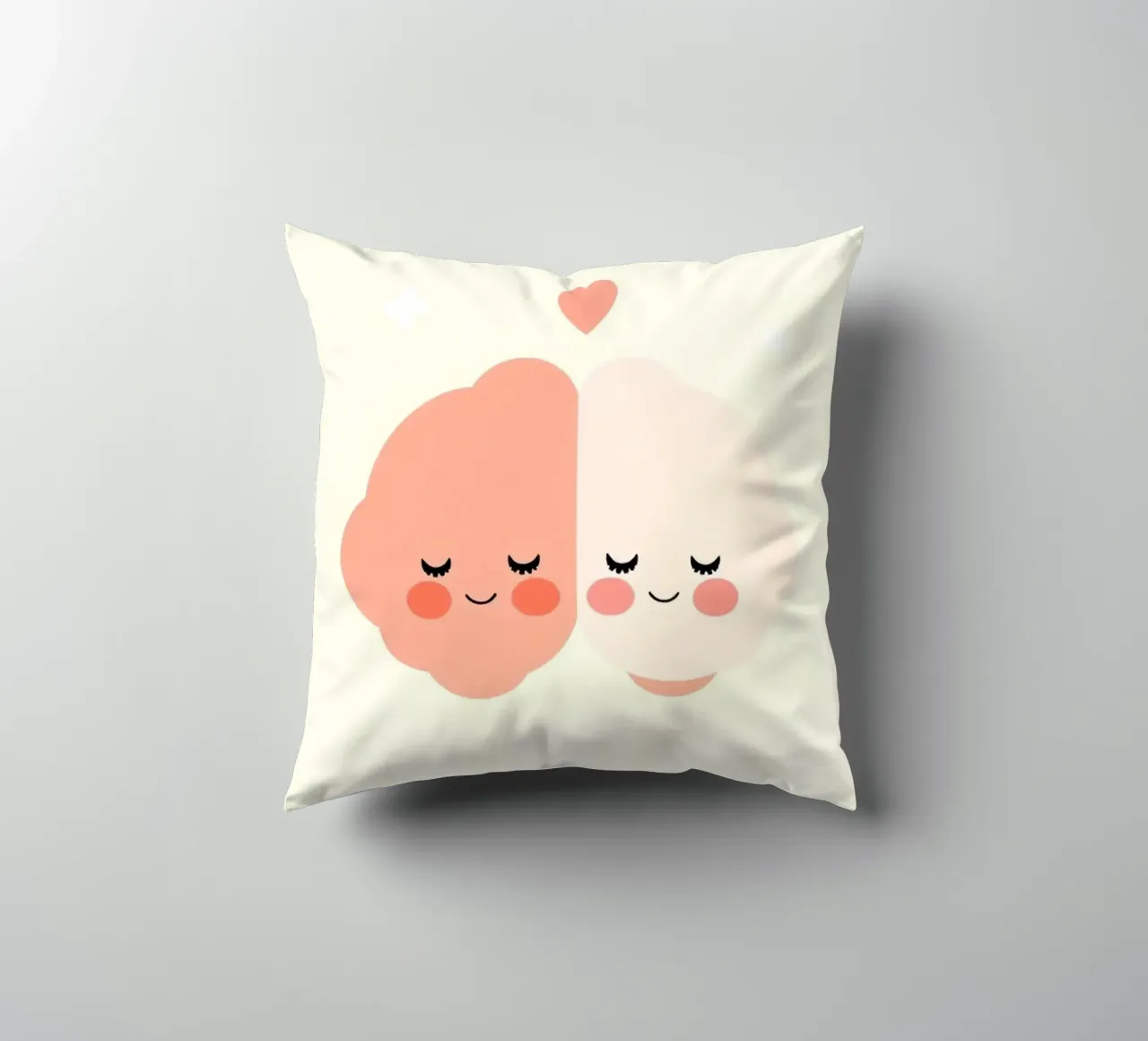 Two cheerful brain characters sharing a joyful moment decorative cushion by DesignDoodle