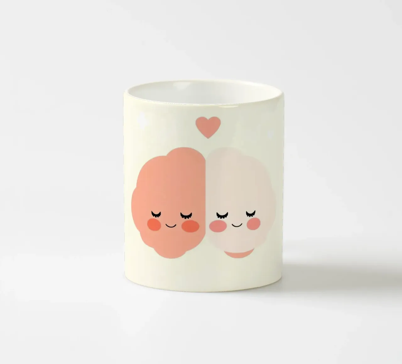 Two cheerful brain characters sharing a joyful moment ceramic mug by DesignDoodle