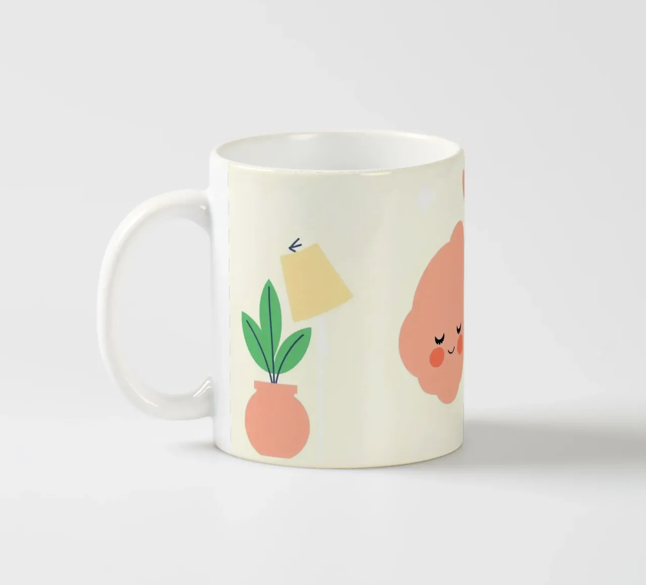 Two cheerful brain characters sharing a joyful moment ceramic mug by DesignDoodle