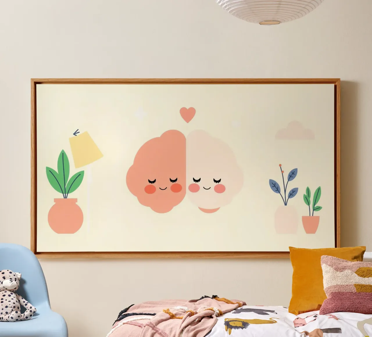 Two cheerful brain characters sharing a joyful moment canvas by DesignDoodle