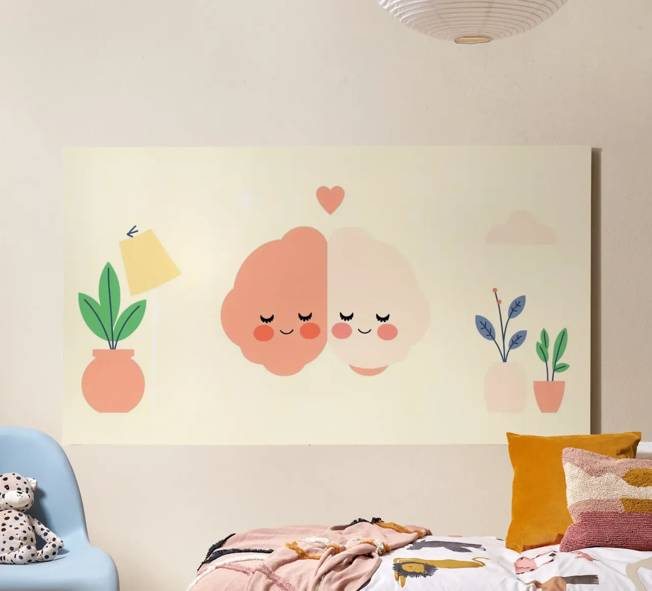 Two cheerful brain characters sharing a joyful moment canvas by DesignDoodle
