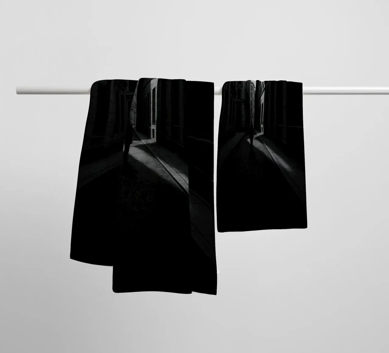 Urban solitude in Berlin - The art of shadow and silence towel by Black & White