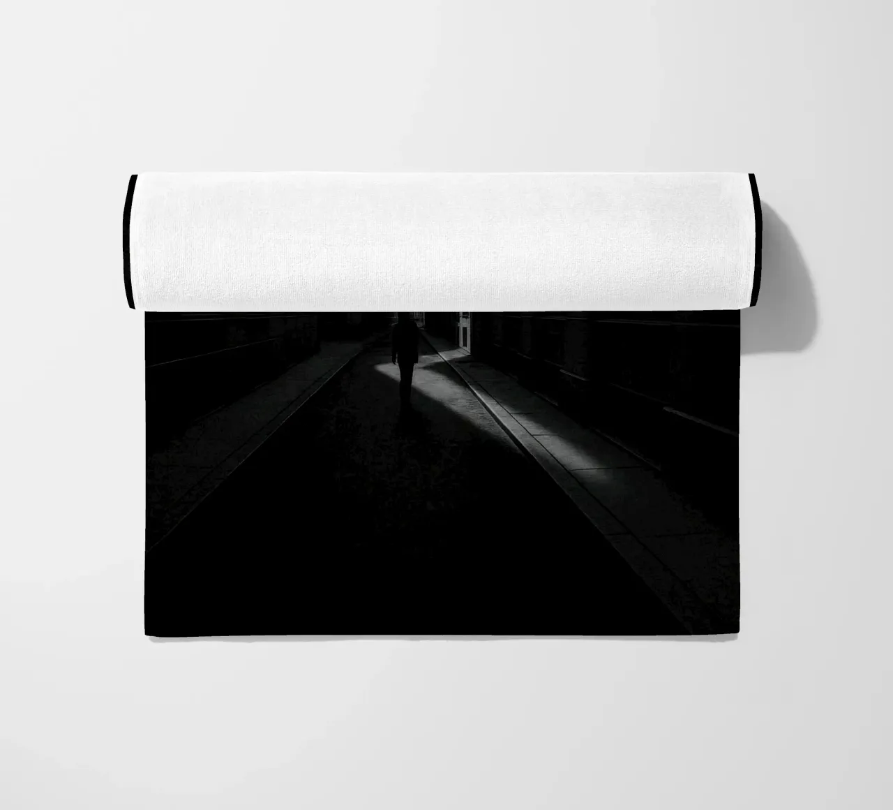 Urban solitude in Berlin - The art of shadow and silence beach towel by Black & White