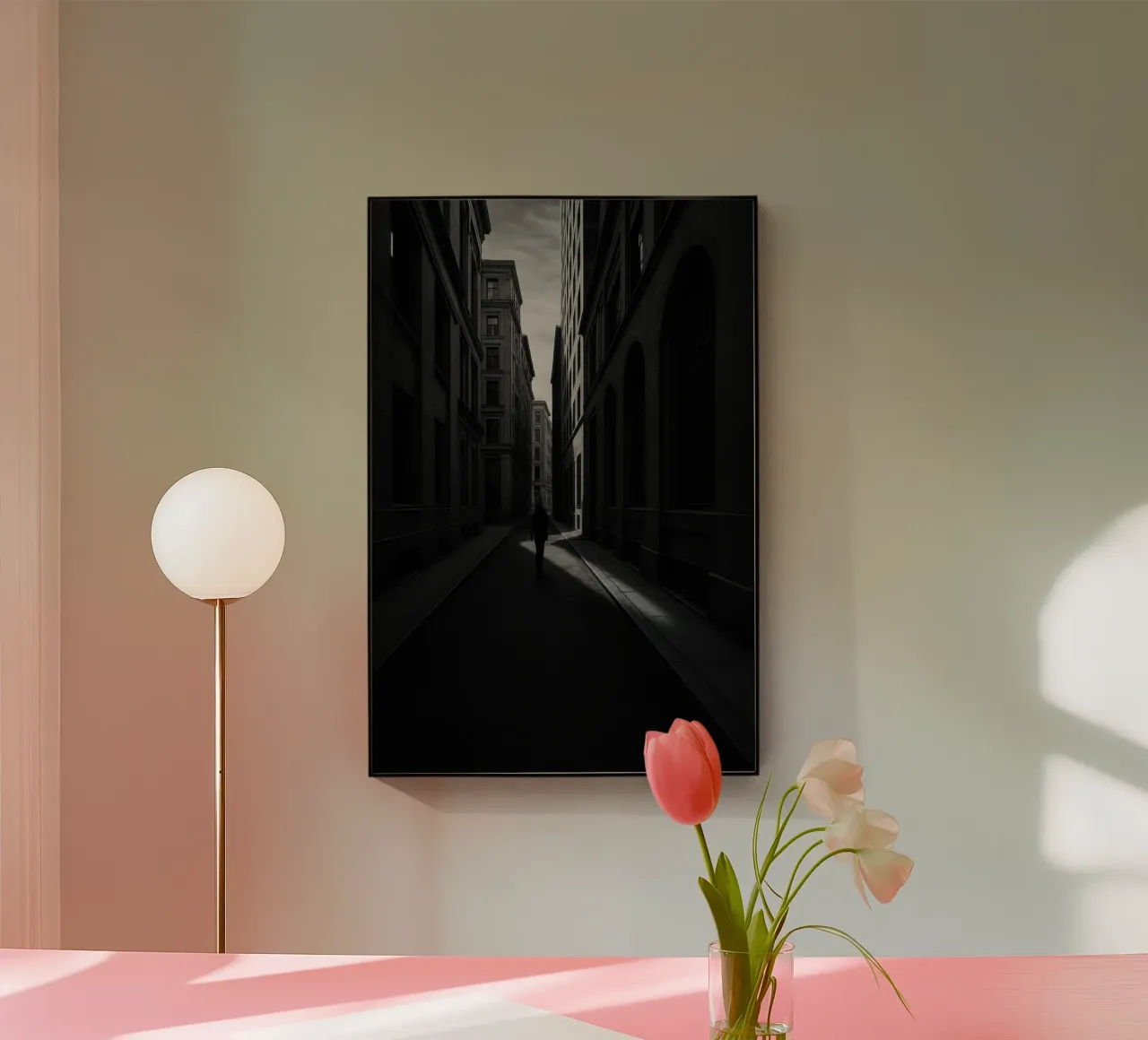 Urbane Einsamkeit in Berlin - Die Kunst des Schattens und der Stille Acryl-Glas von Black & White