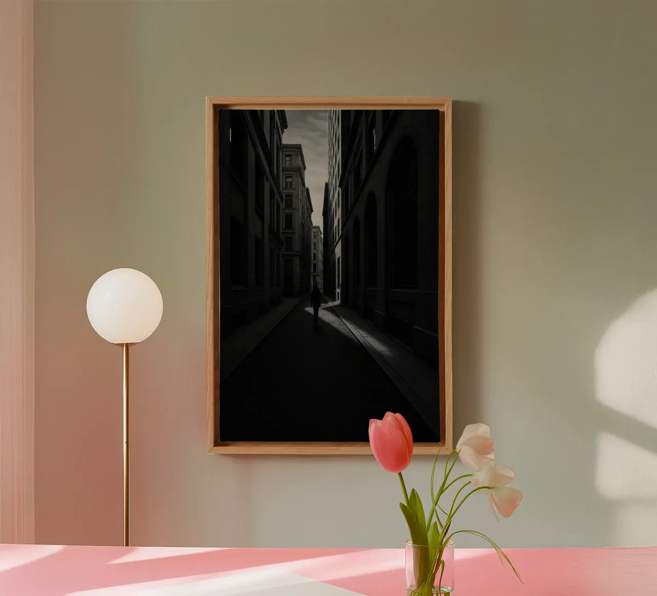 Urban solitude in Berlin - The art of shadow and silence canvas by Black & White